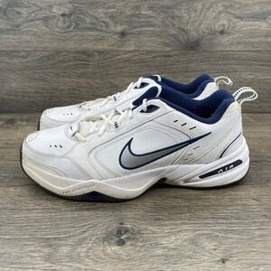 Nike Air Monarch IV Mens White Navy Leather Athletic Shoes Size 14
